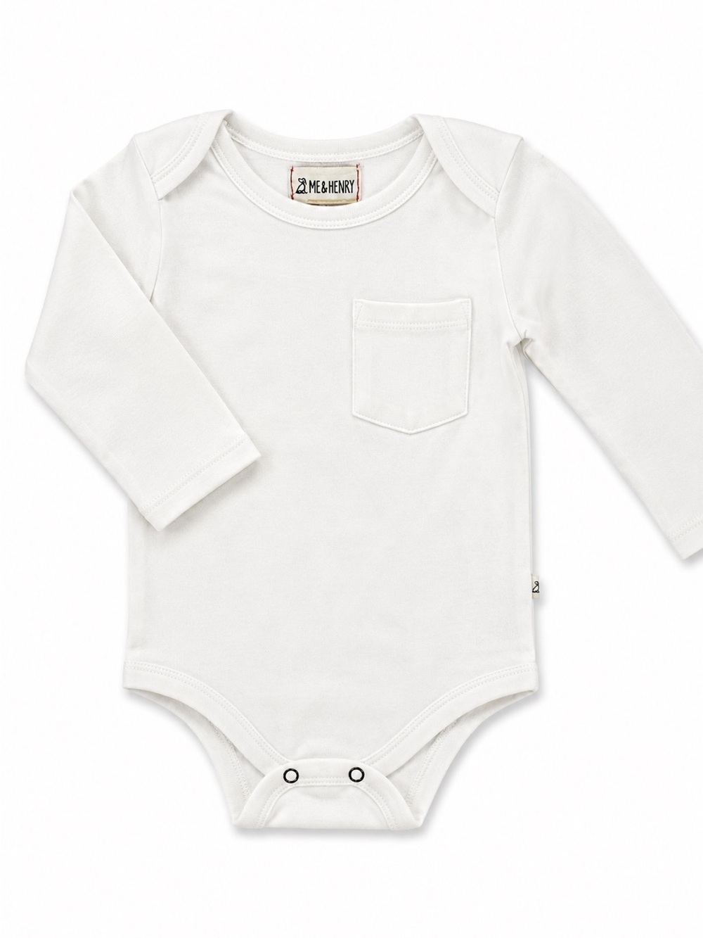 Me & Henry White Long-Sleeve Baby Bodysuit